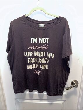 Graphic Short Sleeve Tee - Dark Charcoal with White & Pink Script